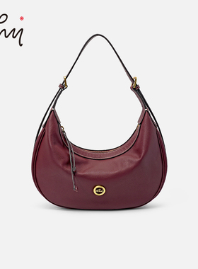 WHY女包头层牛皮月牙包轻奢简约高级感单肩斜挎两用包大容量通勤