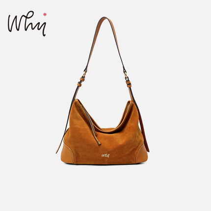 WHY女包麂皮包秋冬新款复古风hobo包大容量通勤单肩包真皮托特包