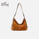 WHY女包麂皮包秋冬新款 复古风hobo包大容量通勤单肩包真皮托特包