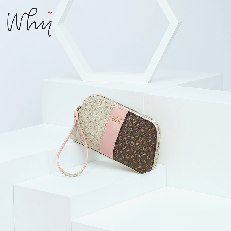 WHY撞色手拿包多功能手机零钱包