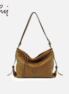 WHY头层牛皮单肩包新款hobo大容量轻奢小众百搭通勤包真皮斜挎包