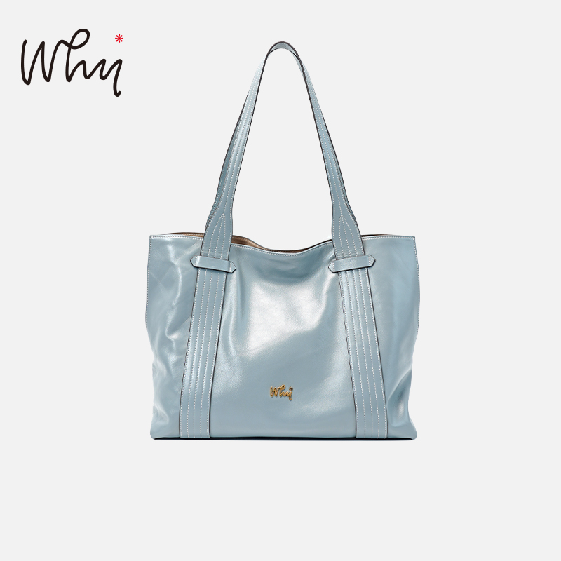 WHY头层牛皮大容量托特包单肩包