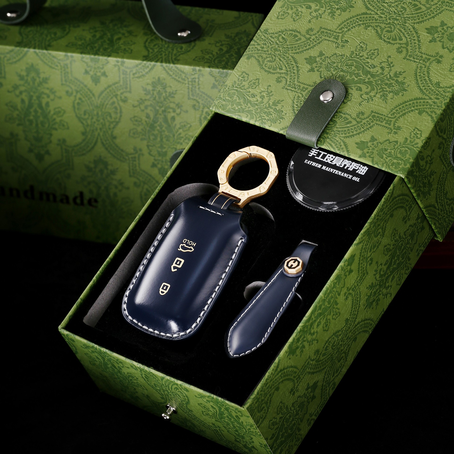 头层牛皮现代官方手工定制钥匙套