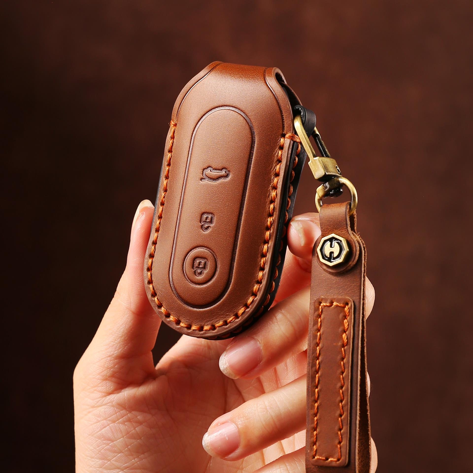 头层牛皮车企手工定制钥匙套