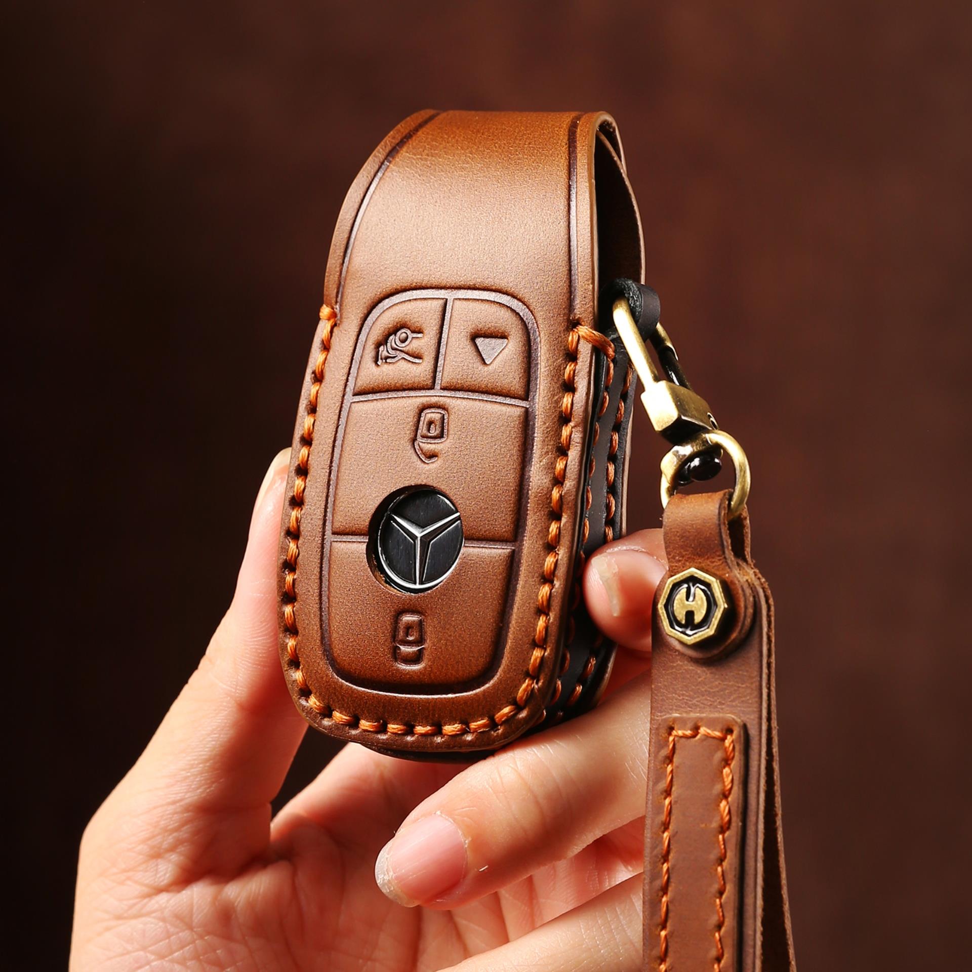 头层牛皮车企手工定制钥匙套