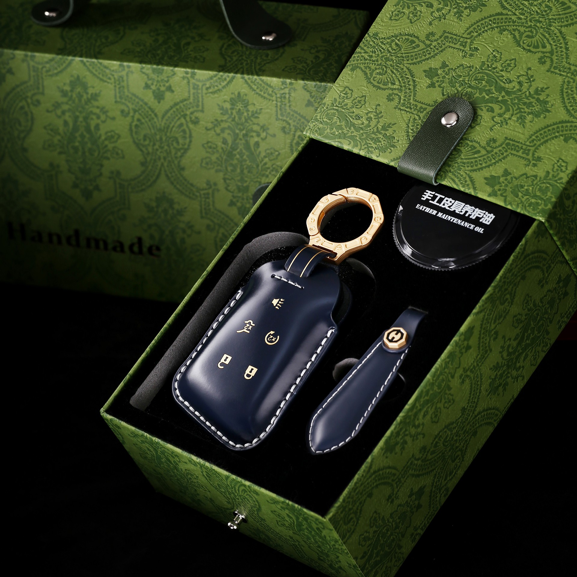 头层牛皮凯迪拉克手工定制钥匙套