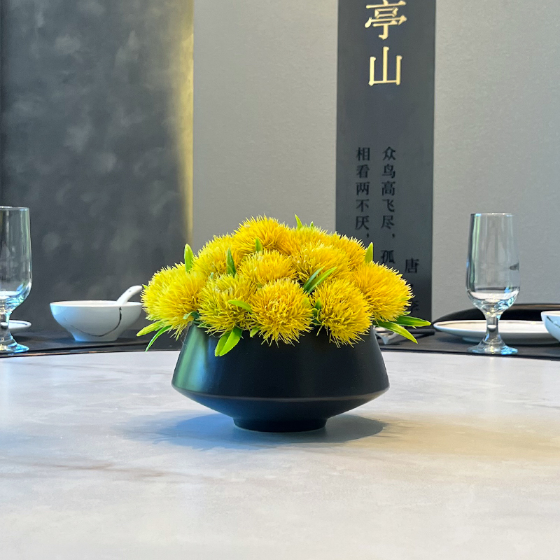 假花转盘桌花艺套装仿真花插花酒店饭店餐桌圆桌转盘中间摆花摆设