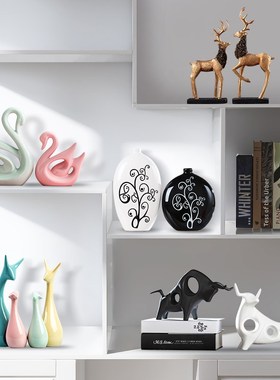 花瓶摆件陶瓷创意家居摆设现代简约工艺品房间客厅玄关酒柜装饰品