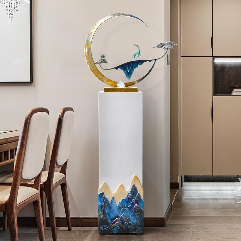 流水摆件客厅玄关屏风隔断现代轻奢高级感鱼池喷泉假山循环景观