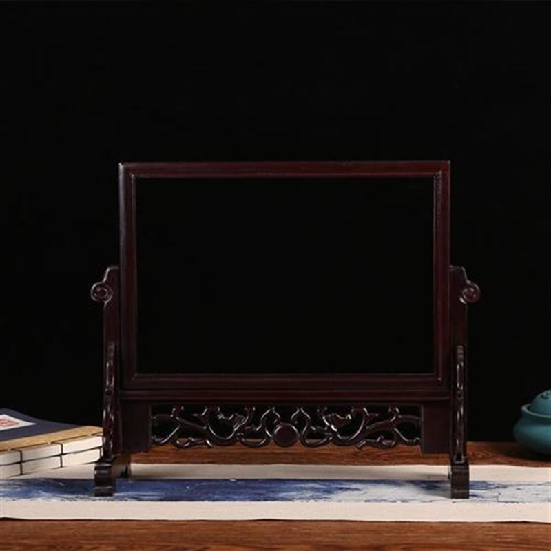 漆器大理石插屏装饰摆件木质装裱字画镜框架实木镜框像框台屏屏风