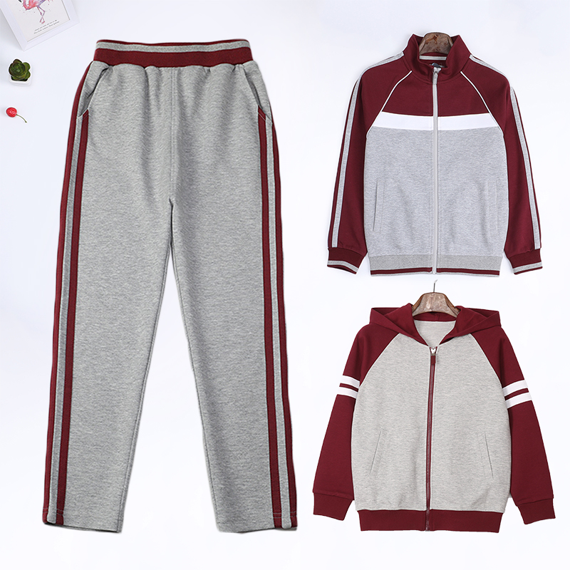小学生校服套装班服运动风春秋灰色枣红男女童校裤儿童.棒球服外