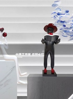 轻奢简约抽象吹泡泡人物雕塑样客厅玄关板间书房售楼处装饰摆件