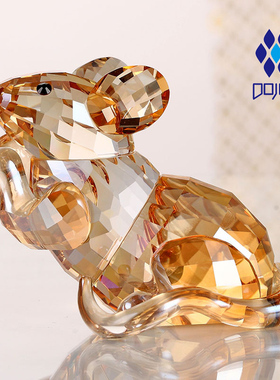 水晶小老鼠摆件十二生肖饰品办公室桌面圣诞节礼物鼠年生日礼物女