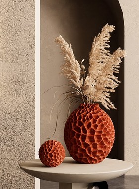 高级感蜂窝插花器花瓶侘寂风民宿酒店餐桌玄关网红真干花客厅摆件