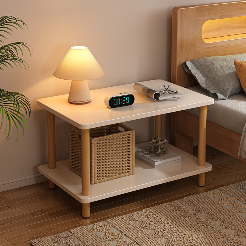 简易床头柜家用置物架小桌子简约小型收纳柜实木腿收纳柜卧室柜子