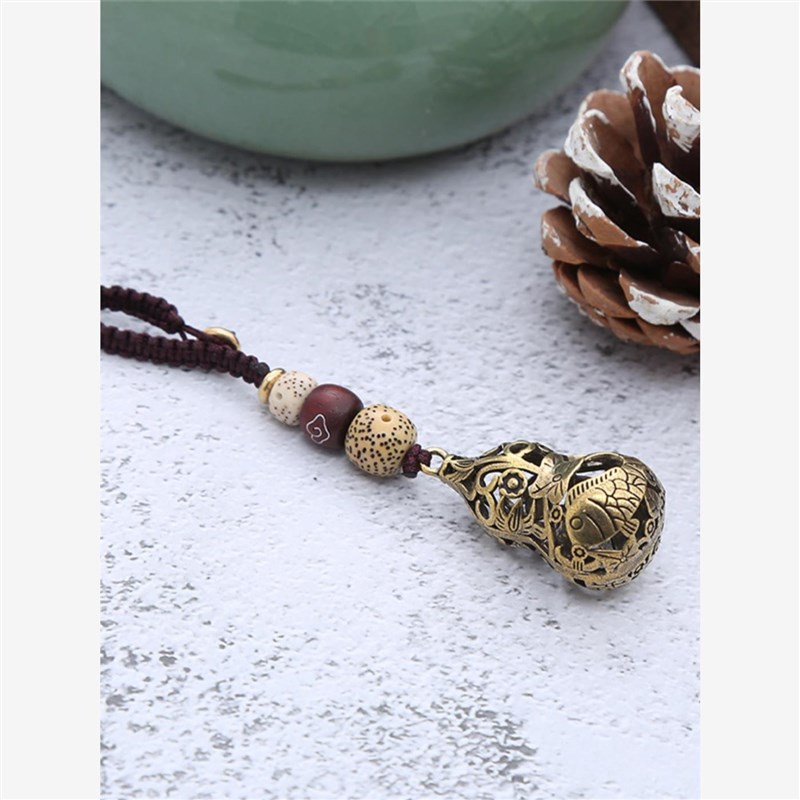 创意小礼品铜葫芦钥匙扣挂件纯黄铜镂空葫芦貔貅钥匙链小礼物