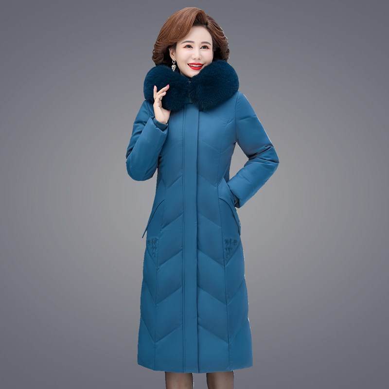 中老年棉衣女中长款过膝妈妈装羽绒棉服J冬季新款洋气外套加厚棉