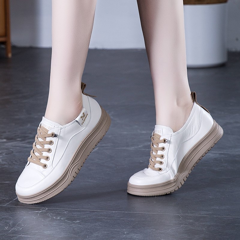 鞋子女鞋真皮软底春秋款小白鞋2025新款休闲皮鞋百搭女款平底单鞋