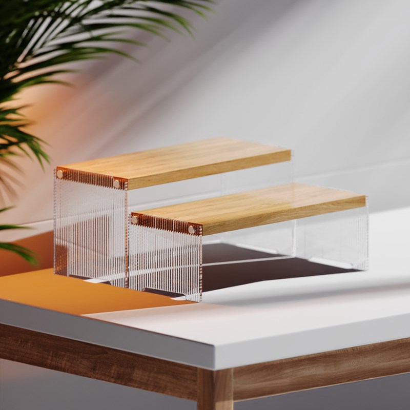 鞋托饰品架陈列道具摆放架木制创意亚克力鞋包陈列架服装店展示架