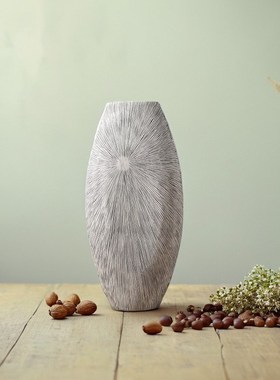 新中式树脂花瓶摆件餐桌装饰品客厅电视柜茶几插花器干花简约禅意