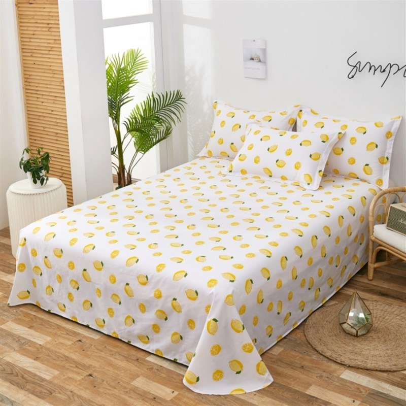 全棉一颗柠檬床单单件黄色爱心纯棉单双人学生宿舍被单子1.2米床