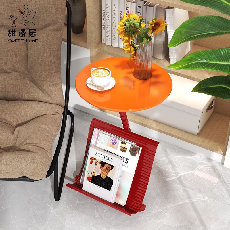 北欧小茶几简约迷你户型小方桌子双层茶桌书O报架客厅沙发边几角