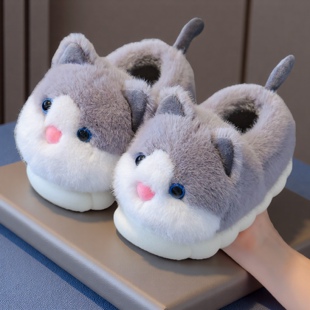 卡通可爱男童加绒加厚防滑居家宝宝女童幼儿棉鞋 儿童棉拖鞋 秋冬季