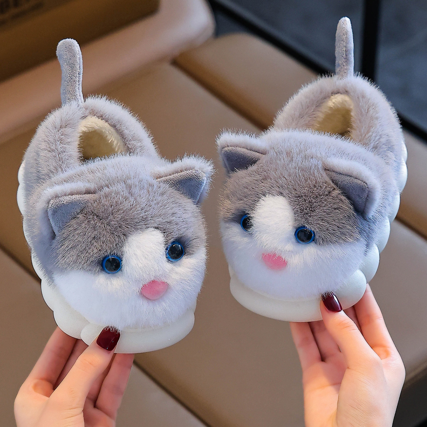 冬季儿童棉拖鞋包跟男孩毛毛保暖儿童可爱家居室内中小童加绒棉鞋,居家布艺,居家棉拖/棉鞋,淘宝优惠券,粉丝福利购,淘宝优惠卷