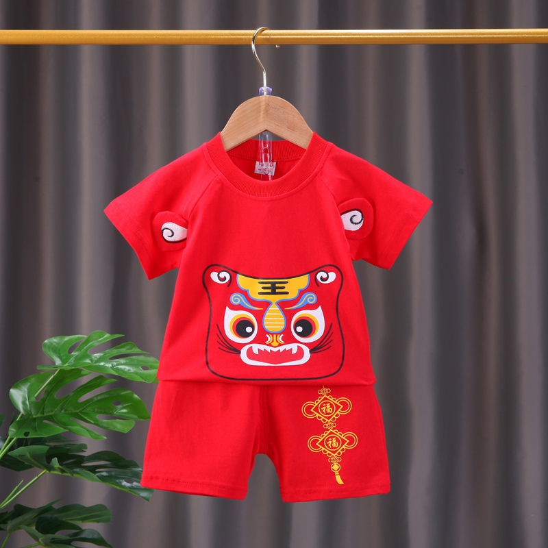 男宝宝夏装唐装g薄款1岁半5七10一86个月婴儿夏U季衣服分体男孩套