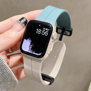 适用苹果S10手表iwatch9双拼色表带applewatch8磁吸扣S7硅胶S6星光Ultra男SE新款 运动创意7女生S6腕带透气