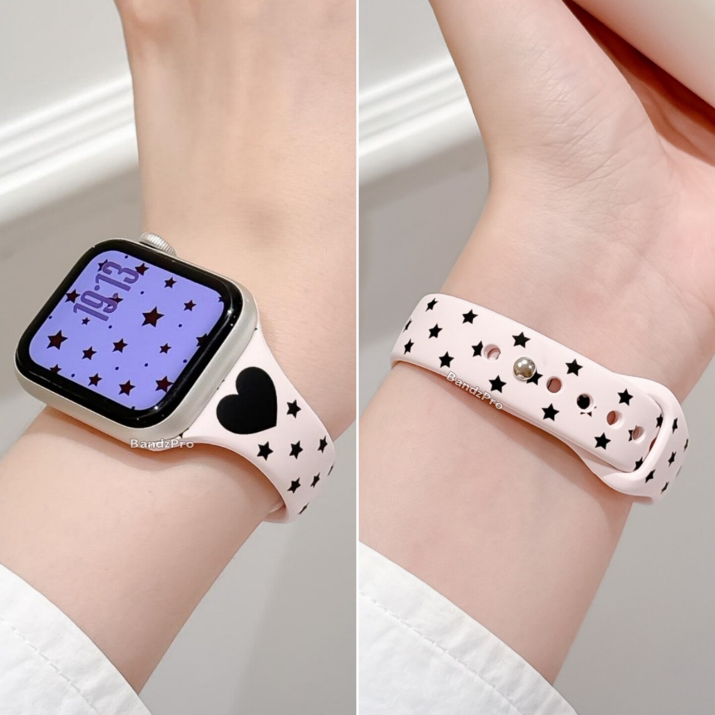适用iwatch细款韩系星星硅胶表带图片