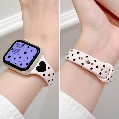 适用iwatch细款韩系星星硅胶表带
