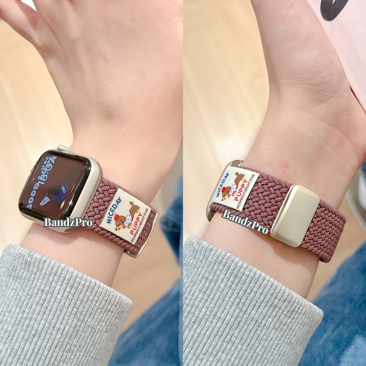 适用iwatch复古腊肠狗编织表带