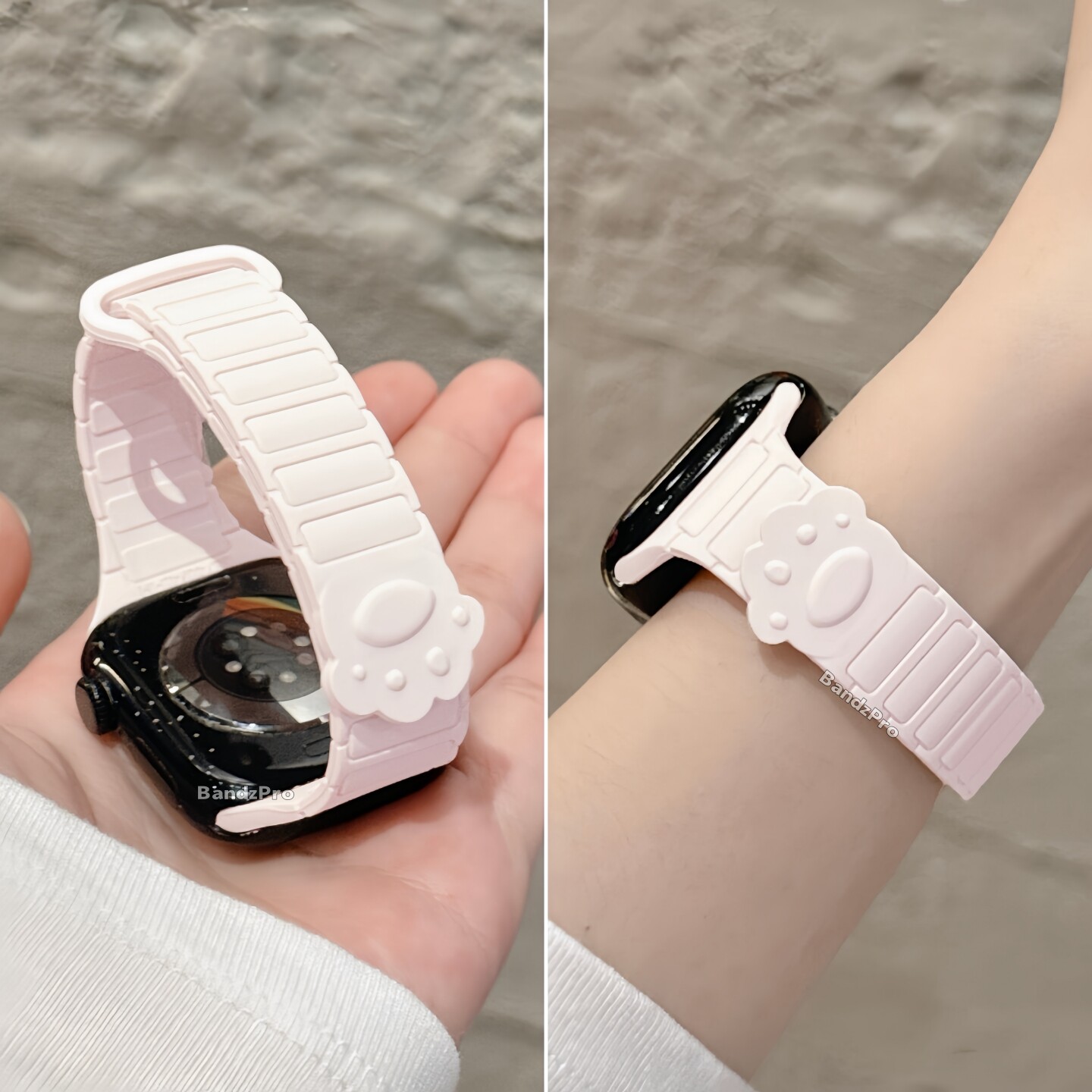 适用iwatch细猫爪印磁吸硅胶表带图片
