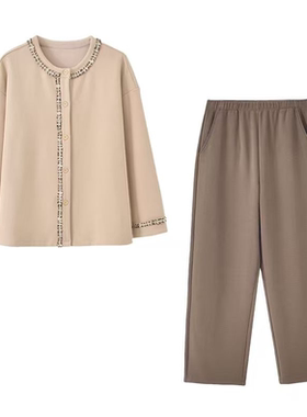 摇粒棉暖绒优雅女士可外穿开衫套装  ZR97039