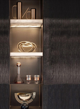 现代轻奢样板间客厅装饰柜