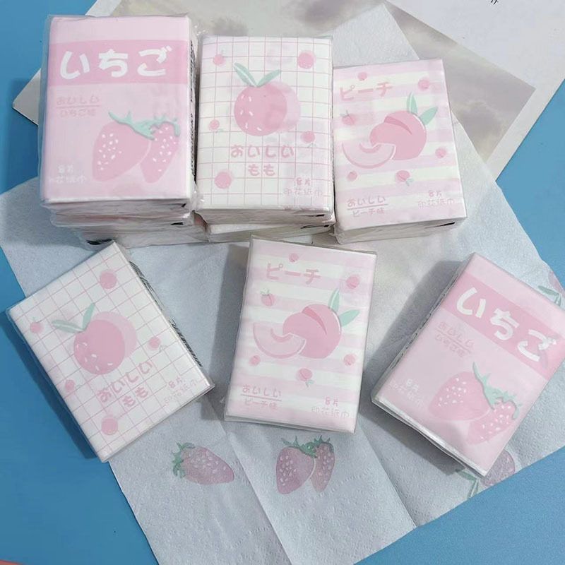 印花手帕纸小草莓印花纸巾学生