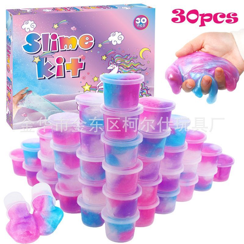 源头厂家30pcs星空泥水晶泥珠光泥史莱姆混色彩泥 果冻泥slimekit