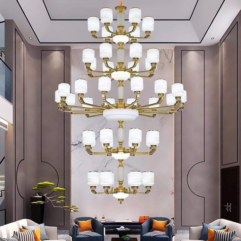 新中式复式楼别墅客厅大吊灯中空楼中楼挑高跃层大厅三层四层灯具