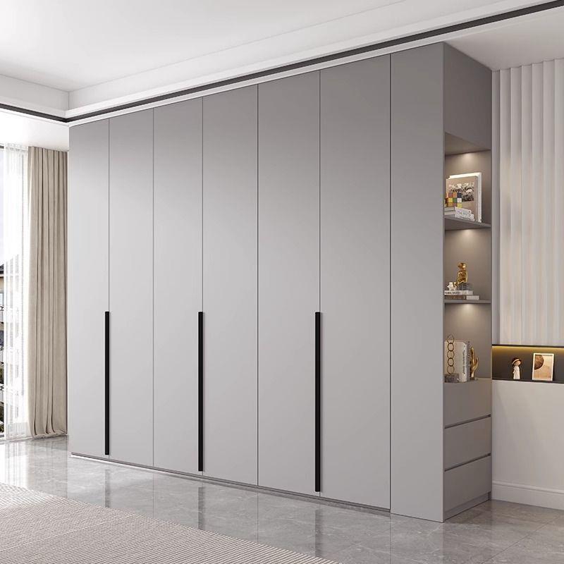 18mm实木颗粒板一门到顶衣柜家用卧室浅灰色收纳柜现代简约衣橱