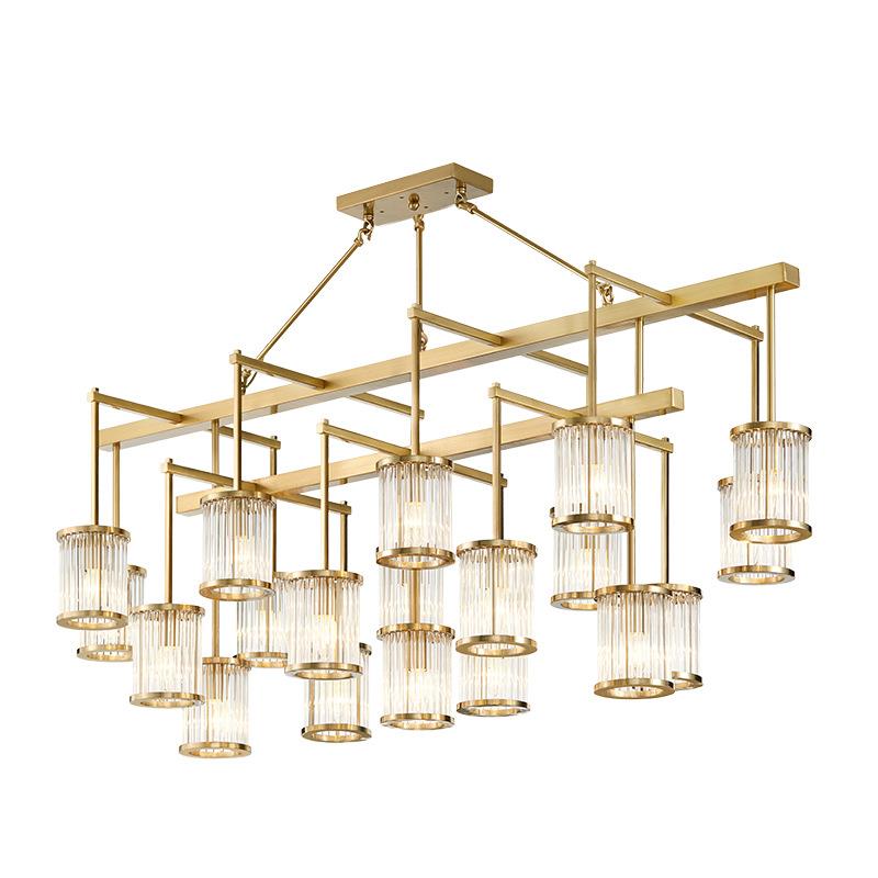 全铜后现代简约吊灯轻奢大气酒店大堂吧台拉丝金时尚玻璃棒客餐厅