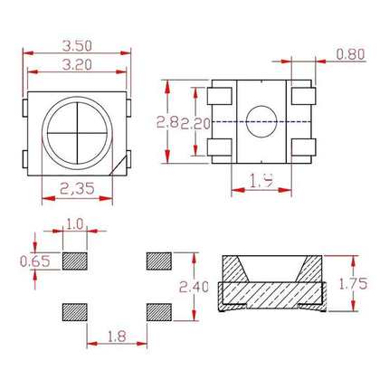 WS2812B灯珠3528幻彩mini四脚内置IC 5V雾状led灯珠颜色任意控制