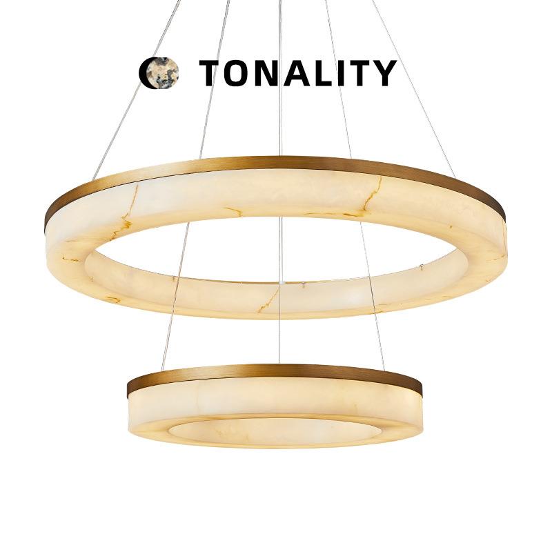 现代简约客厅仿云石吊灯轻奢别墅餐厅设计师大气环形卧室书房吊灯