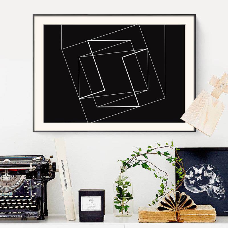 现代简约装饰画艺术大师画几何玄关线条抽象客厅沙发背景画黑色画