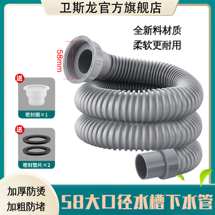 厨房下水管排水管58大口径水槽洗碗池洗菜盆下水管单螺口加长软管