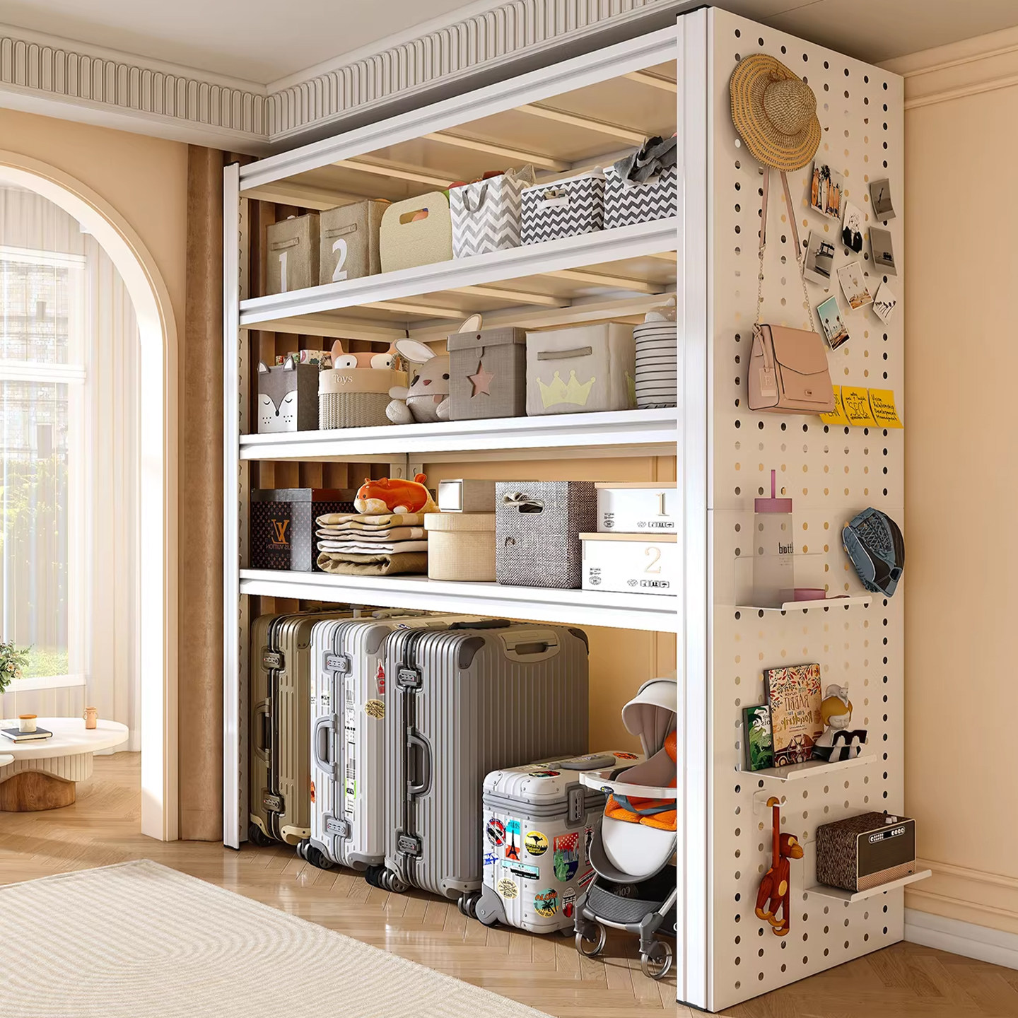 家用货架下空式置物架行李箱上方收纳架多功能一体靠墙阳台储物架