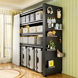 家用置物架货架多层落地阳台书架一体靠墙储物收纳架落地式铁架子