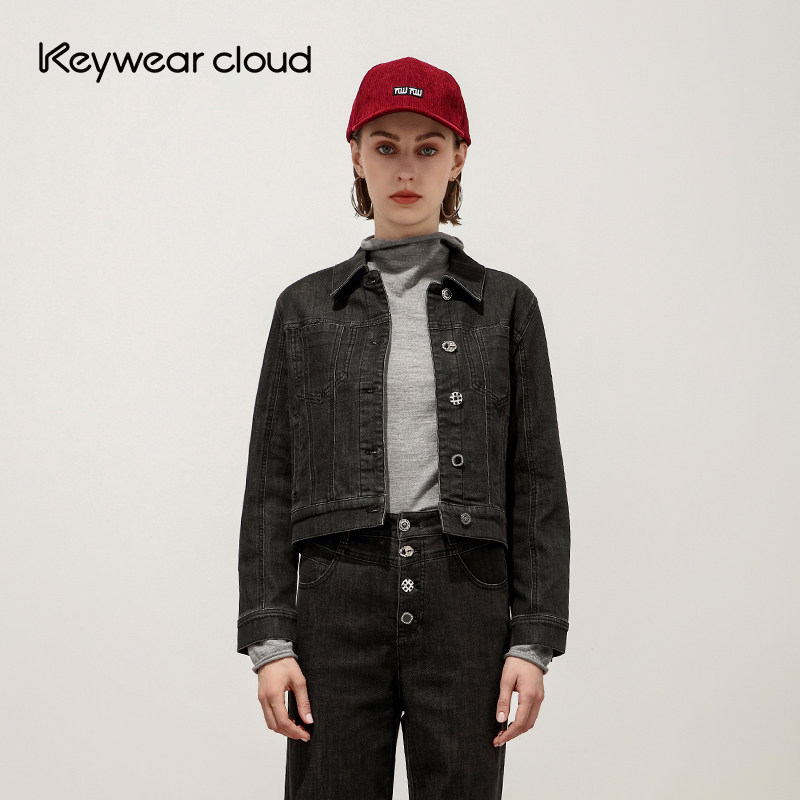 Keywearcloud奇威秋季街头个性猫咪刺绣单排扣帅气长袖牛仔外套女,女装/女士精品,短外套,淘宝优惠券,粉丝福利购,淘宝优惠卷