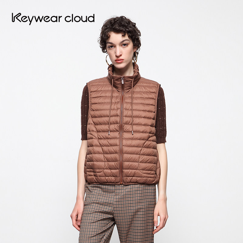 Keywearcloud奇威白鹅绒保暖无袖七色秋冬无袖外套高领马甲女