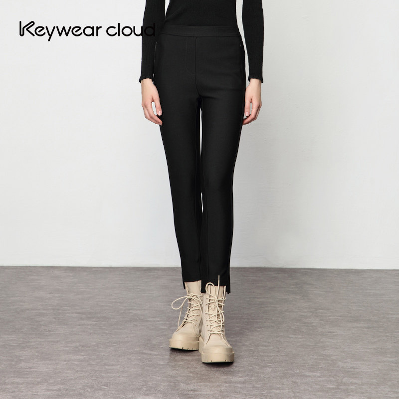 Keywearcloud奇威秋季松紧腰直筒净色打底裤九分裤,女装/女士精品,打底裤,淘宝优惠券,粉丝福利购,淘宝优惠卷